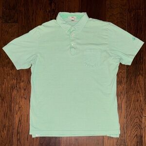 Peter Millar Green/White Striped Pima Cotton Polo Shirt sz L